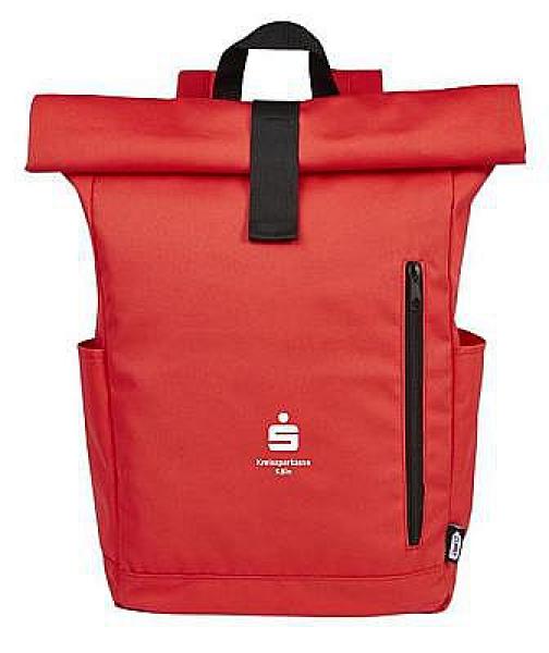 Rucksack "Byron" rPET, rot mit KSK LogoStichwort Nachhaltigkeit